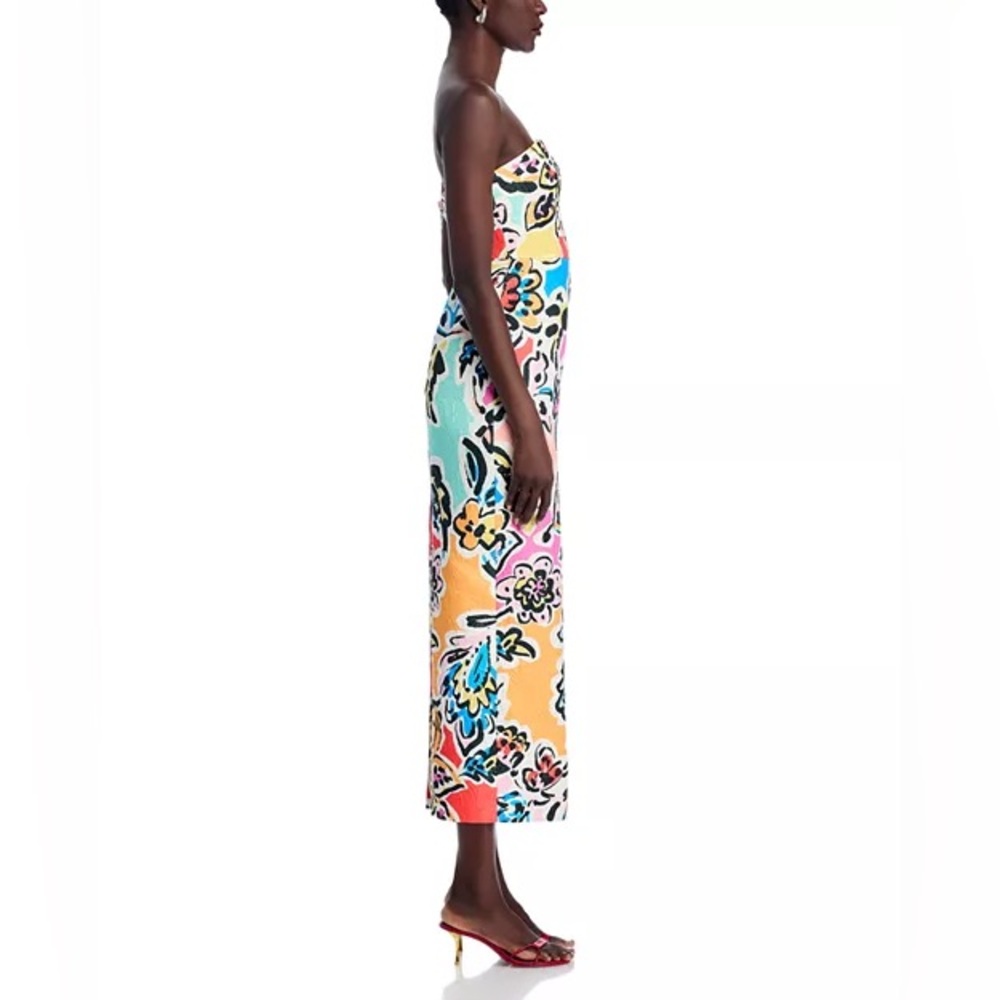MILLY Orion Rainbow Oasis Jacquard Strapless Maxi Dress Size 4 NWT - Picture 5 of 5